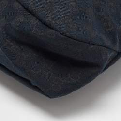 Pre Owned Gucci Black GG Canvas and Leather Medium Horsebit Hobo