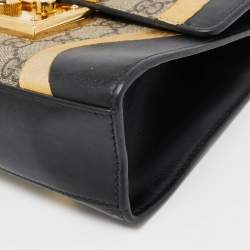 Gucci Tri Color GG Supreme Canvas and Leather Small Padlock Shoulder Bag
