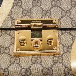 Gucci Tri Color GG Supreme Canvas and Leather Small Padlock Shoulder Bag