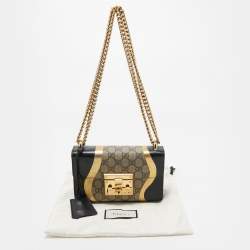 Gucci Tri Color GG Supreme Canvas and Leather Small Padlock Shoulder Bag
