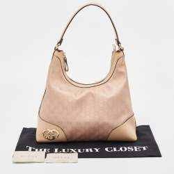 مملوكة مسبقًا Gucci Beige/Metallic Pink GG Canvas and Leather Medium Lovely Hobo