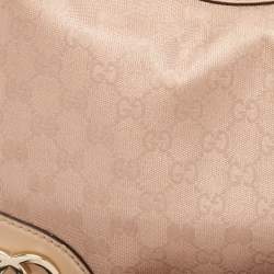 Gucci Beige/Metallic Pink GG Canvas and Leather Medium Lovely Hobo