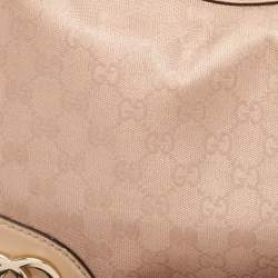مملوكة مسبقًا Gucci Beige/Metallic Pink GG Canvas and Leather Medium Lovely Hobo
