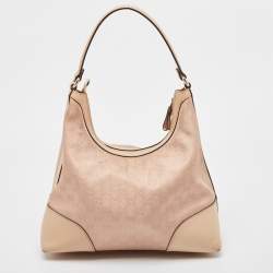 مملوكة مسبقًا Gucci Beige/Metallic Pink GG Canvas and Leather Medium Lovely Hobo