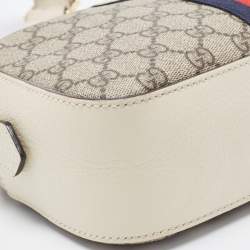 Gucci Cream/Brown GG Supreme And Leather Ophidia Shoulder Bag