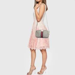 Gucci Cream/Brown GG Supreme And Leather Ophidia Shoulder Bag