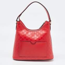 مملوكة مسبقًا Gucci Red Guccissima Leather Linea A Hobo