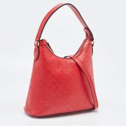 مملوكة مسبقًا Gucci Red Guccissima Leather Linea A Hobo