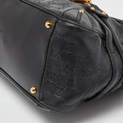 Pre Owned Gucci Black Guccissima Leather Large Wave Boston Bag