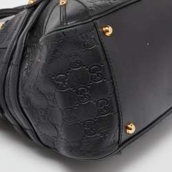 Pre Owned Gucci Black Guccissima Leather Large Wave Boston Bag