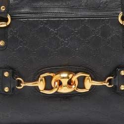 Pre Owned Gucci Black Guccissima Leather Large Wave Boston Bag