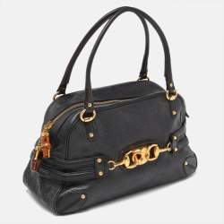 Pre Owned Gucci Black Guccissima Leather Large Wave Boston Bag