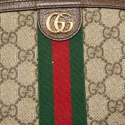 Pre Owned Gucci Beige GG Supreme Canvas and Leather Pouch