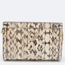 Gucci Beige/Brown Watersnake Leather Small GG Ophidia Shoulder Bag