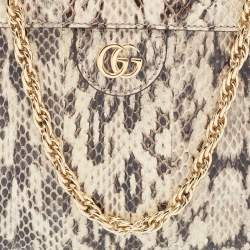 Gucci Beige/Brown Watersnake Leather Small GG Ophidia Shoulder Bag