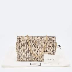 Gucci Beige/Brown Watersnake Leather Small GG Ophidia Shoulder Bag