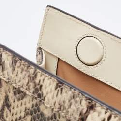 Gucci Beige/Brown Watersnake Leather Small GG Ophidia Shoulder Bag