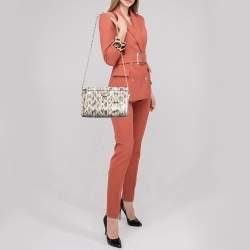 Gucci Beige/Brown Watersnake Leather Small GG Ophidia Shoulder Bag