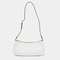 Pre Owned Gucci White Microguccissima Leather Zip Baguette Bag