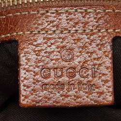 مملوكة مسبقًا Gucci Beige GG Canvas and Leather Web Bamboo Ring Hobo