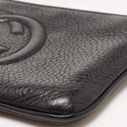 Pre Owned Gucci Black Leather Soho Wristlet Clutch
