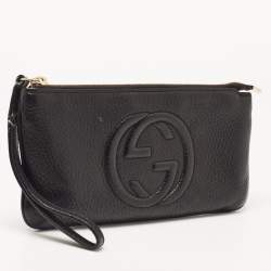 Pre Owned Gucci Black Leather Soho Wristlet Clutch