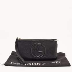 Pre Owned Gucci Black Leather Soho Wristlet Clutch