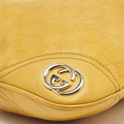 Pre Owned Gucci Yellow Guccissima Leather Medium Britt Hobo
