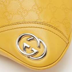 Pre Owned Gucci Yellow Guccissima Leather Medium Britt Hobo