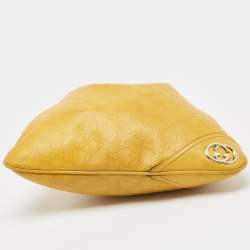 Pre Owned Gucci Yellow Guccissima Leather Medium Britt Hobo
