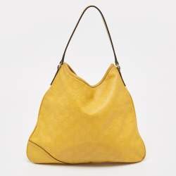 Pre Owned Gucci Yellow Guccissima Leather Medium Britt Hobo