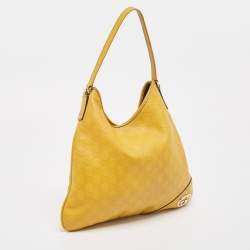 Pre Owned Gucci Yellow Guccissima Leather Medium Britt Hobo