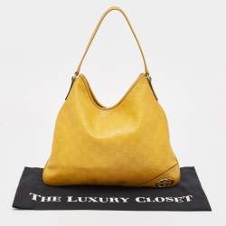 Pre Owned Gucci Yellow Guccissima Leather Medium Britt Hobo