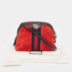 Gucci Red/Black Suede Small Web GG Ophidia Shoulder Bag