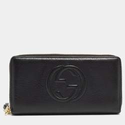 Gucci Black Leather Soho Zip Around Wallet