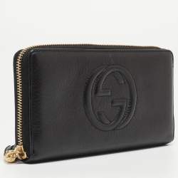 Gucci Black Leather Soho Zip Around Wallet