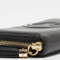 Gucci Black Leather Soho Zip Around Wallet