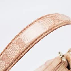 Pre Owned Gucci Pink GG Crystal Coated Canvas Web Horsebit Hobo