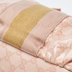 Pre Owned Gucci Pink GG Crystal Coated Canvas Web Horsebit Hobo