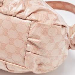 Pre Owned Gucci Pink GG Crystal Coated Canvas Web Horsebit Hobo