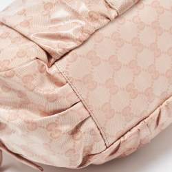 Pre Owned Gucci Pink GG Crystal Coated Canvas Web Horsebit Hobo