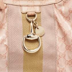 Pre Owned Gucci Pink GG Crystal Coated Canvas Web Horsebit Hobo