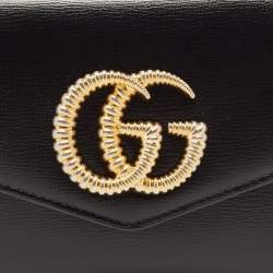 Pre Owned Gucci Black Leather Torchon Double G Broadway Clutch