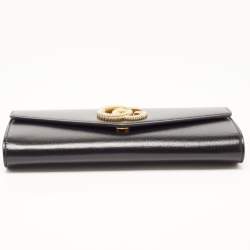 Pre Owned Gucci Black Leather Torchon Double G Broadway Clutch