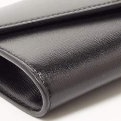 Pre Owned Gucci Black Leather Torchon Double G Broadway Clutch