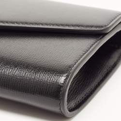 Pre Owned Gucci Black Leather Torchon Double G Broadway Clutch