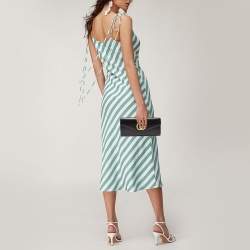 Pre Owned Gucci Black Leather Torchon Double G Broadway Clutch