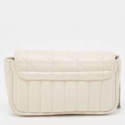 Gucci Off White Matelasse Leather Super Mini GG Marmont Shoulder Bag
