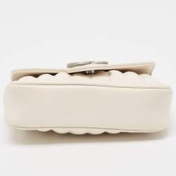 Gucci Off White Matelasse Leather Super Mini GG Marmont Shoulder Bag
