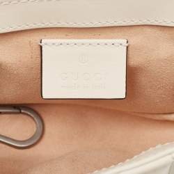 Gucci Off White Matelasse Leather Super Mini GG Marmont Shoulder Bag